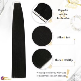 Moresoo Tape in Hair Extensions Human Hair,18 Inch 10 Pcs 25 Grams,#1B Natural Black, Fashion Seamless Tape in Hair Extensions,For Any Occasion