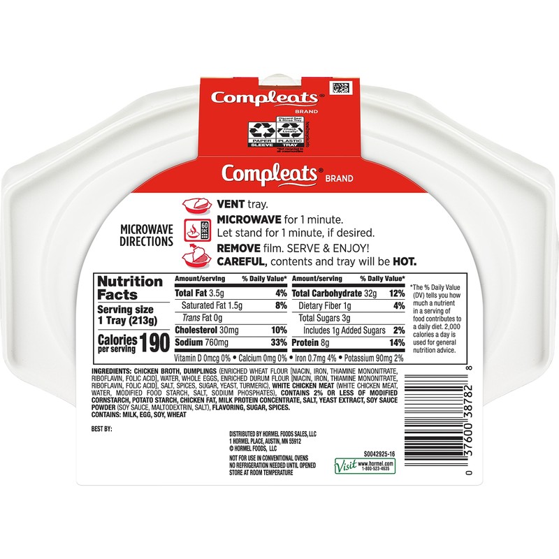 HORMEL COMPLEATS Dumplings & Chicken, 7.5 Ounce (Pack of 7)