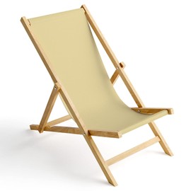 Ferocity Replacement Fabric Cover 131 x 44 cm Interchangeable Deck Chair Fabric Cover 100% Polyester for Wooden Deck Chair Folding Deck Chair Ecru Beige [119]