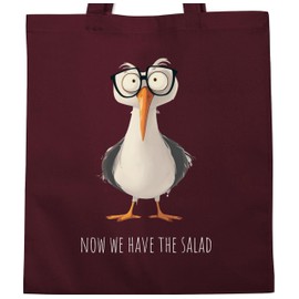 Shirtracer - Cotton Bag - Statement - Bags - Now We Have the Salad Seagull I Jetzt haben wir den Salat Gift with Saying Funny I Funny Sayings Funny, 5 Bordeaux red, Unit size
