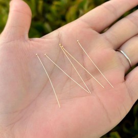 20pcs Adabele Real 1/20 14K Gold Filled 38.1mm/1.5 Inch Ball Head Pins Headpin (Thin Wire 26 Gauge/0.4mm) for DIY Craft Jewelry Making JK7-A38