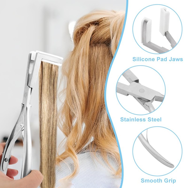 Tape in Hair Extensions Plier, Professional Stainless Steel Flat Surface