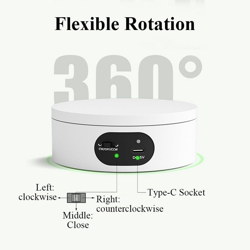 TopHomer Rotating Display Stand, 360° Electric Rotating Platform 5KG Load