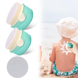 2pcs Sunscreen Applicator with Cleaning Mat, Portable Sunscreen Brush Sunblock Dispenser, Resuable Sun Lotion Applicator, Foundation Brush for Women