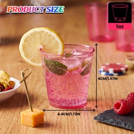 50 Pack 1oz Neon Plastic Shot Cups - Vibrant Party Cups for Jello Shots, Cocktails, Birthday Party, Wedding, House Parties - Disposable Mini Tasting Cups