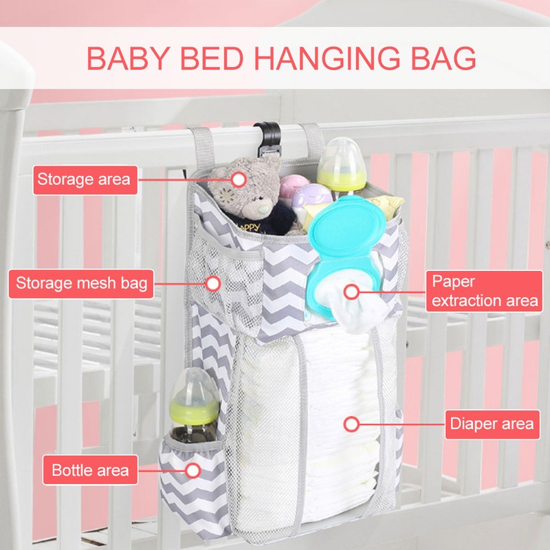 Crib Baby Bed Hanging Bag Infant Diaper Toys Storage Hanging