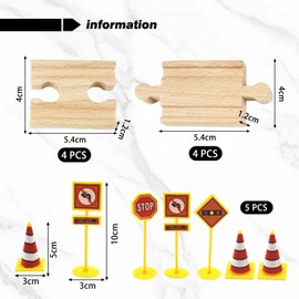 MEMOFYND 8-Piece Wooden Train Track And 5-Piece Barricade Model, Children'S Toys, Track Assembly Toys, Dollhouse Accessories