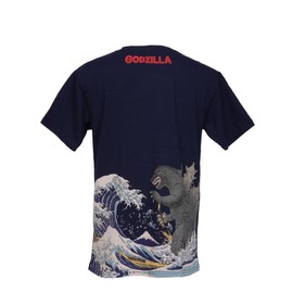Godzilla T-Shirt Thirty-six Views of Mt. Fuji Hokusai Navy Blue XX-Large