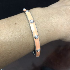lia sophia Women’s Bracelet Lia Sophia studded enamel Non Stretch Silvertone Peach Fashion