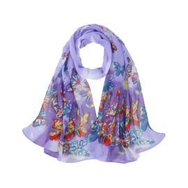 Scarf for Women Lightweight Chiffon scarf Fashion Butterfly Print Scarves Shawls Wraps for Spring Summer,Purple Butterly