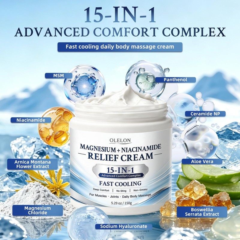 Magnesium Niacinamide Freeze Relief Cream for Joints, Knees, Feet &
