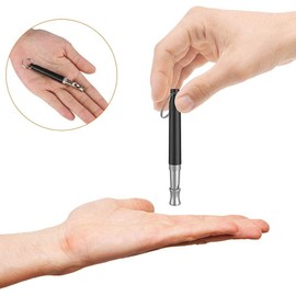 Ultrasonic Whistle, Adjustable Dog Whistle with Hanging Rope, pet Stainless Steel Dog Tamer Whistle (Black, One Size)