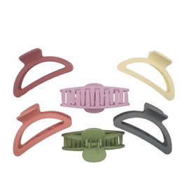 Topkids Accessories Plastic Open Arch Claw Clips Thick Pastel Womens Colourful 90s hair clips Bulldog Grip Large Suitable for Thick Hair (6PC, Round)