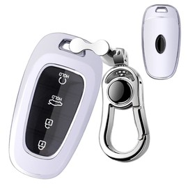 K LAKEY Key Fob Cover,Compatible with 2020 2021 2022 Hyundai Sonata Santa fe Tucson Key Fob Soft Rubber Case Holder Shell with keychain Silver