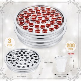 Zhehao 3 Pcs Communion Trays for Churches Set Church Supplies Plates for Church with Disposable Cups (Silver)
