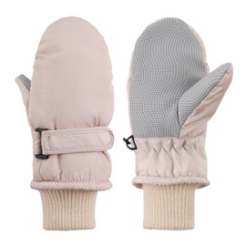 MniJiza Toddler Winter Gloves Kids Fleece Lined Snow Glove Baby Boys Girls Ski Mittens Outdoor (Solid Beige, 6-24M)