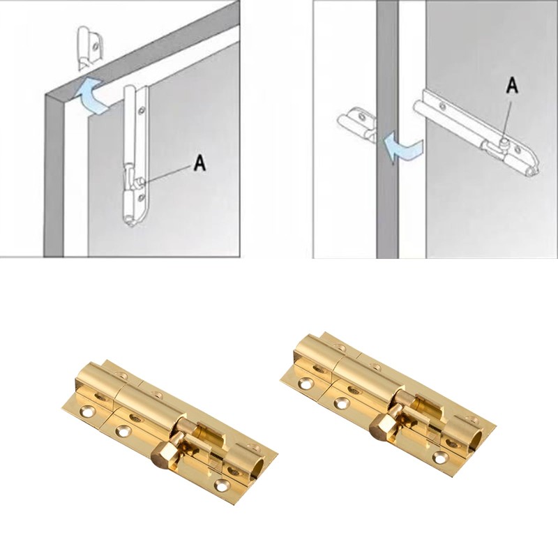1PC Gold Brass Door Bolt Lock 6inch,Barrel Sliding Lock,Solid Door