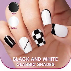 Makartt Gel Nail Polish Liner Set 8ML 2 Colors White and Black for Winter French Nail Art French Tips Swirls DIY Manicure Soak Off UV Curing with Thin Brush | Makartt