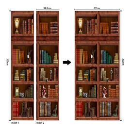 ColorSpring 3D Book Shelf Door Mural Wallpaper Stickers Self-Adhesive Decor Removable for Home Room Decoration (MT-262)