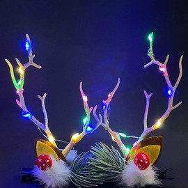 Prosy LED Christmas Glowing Hairpin Floral Hair Clips Light up Elk Antlers Feathers Berry Pine Cones Headdress Party Decorative for Women Girls (Multicolor-A)