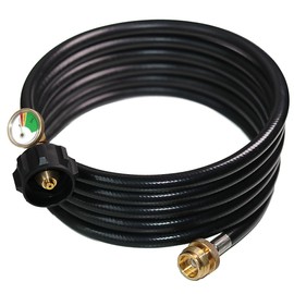 DOZYANT 12 Feet Propane Hose Adapter with Propane Tank Gauge for Weber Q1200, 1000 Propane Grill, 1 lb to 20 lb Propane Converter Hose for Propane Stove, Tabletop Grill and More 1lb Portable Appliance