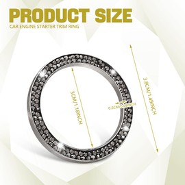 HEVLE 2PCS Car Bling Crystal Rhinestone Engine Start Ring Decals, Push to Start Button Cover, Key Ignition & Knob Bling Ring, Key Ignition Knob Bling Ring, Bling Car Accessories for Women