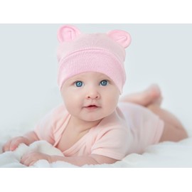 Jastore Newborn Baby Hat Bear Ears Infant Caps Baby Boy Girl Toddler Hats Infant Beanie Caps for 0-3 Months (Light Grey+Dark Khaki+Caramel+Apricot)