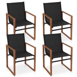 Tangkula Outdoor Dining Chairs Set of 4, Patio Furniture Chair with Breathable Seat & Backrest, Wide Armrests, Metal Frame, Outside Fabric Chair for Backyard, Porch, Garden, Poolside (2, Black)