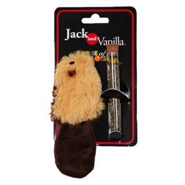 JACK AND VANILLA, Cat Toy Beaver Shape with Refillable Catnip 10.5 cm Brown Stimulates Activity and Well-being Toy Model