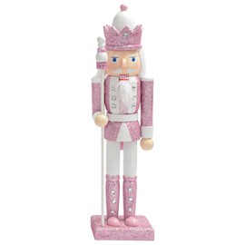 Pink White Wooden Christmas Nutcracker 30cm Soldier Ornaments,Christmas Tree Decorations Mini Nutcracker Figures Hanging Ornaments,Nutcracker Soldier Puppet Doll Pendant for Tree Tradition Xmas Decor