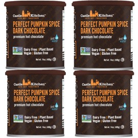 Castle Kitchen Pumpkin Spice Hot Chocolate (4 Pack,14 oz Ea.) - Dairy Free, Vegan Hot Cocoa Mix made With Decadent Dark Chocolate and Natural Flavors - Just Add Water - No Artificial Sweeteners