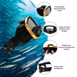 YEUX MER Scuba Mask with Drain Valve Wide View Suitable for Adults Scuba Diving, Free Diving, and Snorkeling Goggles Mask Rose Gold