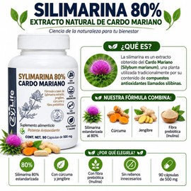 Extracto Sylimarina 80% Cardo Mariano Zy-Life 90 Caps Apoyo Hepático