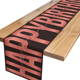 Happy Birthday Table Runners,Rose Gold Birthday Table Runner Birthday Table Linens for Dining Party Decorations Birthday Party Table Decor 13x72 Inch