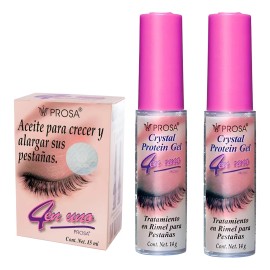 Set De 2 Crystal Protein Gel + 1 Aceite Para Pestañas Prosa