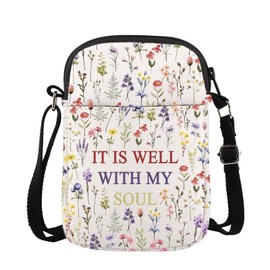 JXGZSO Christian Floral Shoulder Bag It Is Well With My Soul Crossbody Bag Christian Gift Religious Gift Faith Gift (With My Soul CB)