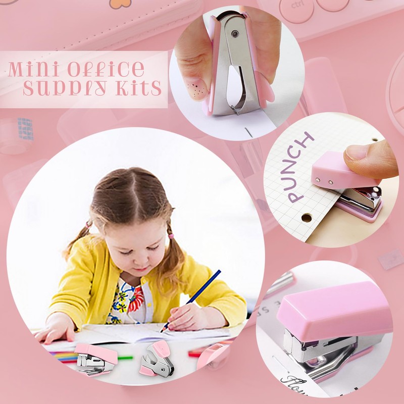 8 Pack Mini Office Supply Kit Portable Case with Scissors,Tape