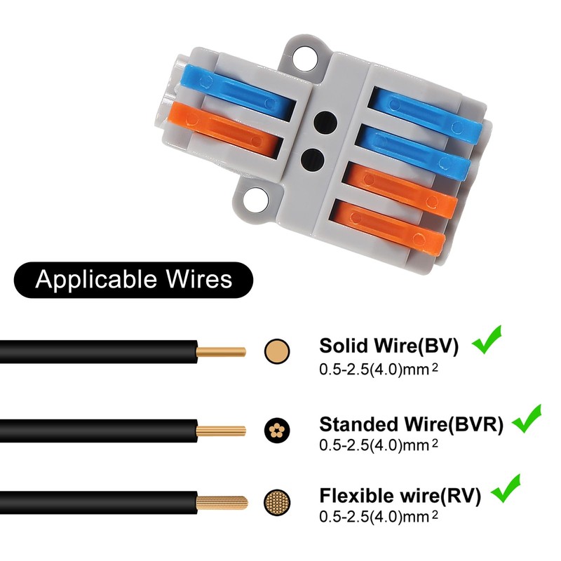 Meimom 30Pcs Lever Wire Connectors, 2 in 4 Out, Blue,