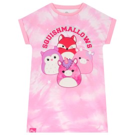 Squishmallows Girls' Squishmallow Nightdress for Girls, Nightdress Short Sleeve, pink