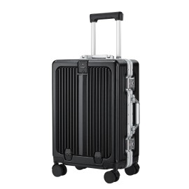 2026 US Warehouse 20 24 Inch Zipperless Aluminum Frame PC Suitcase Luggage High Quality Front Opening Hard Shell Travel Suitcaseluggage size: 24", color: Black