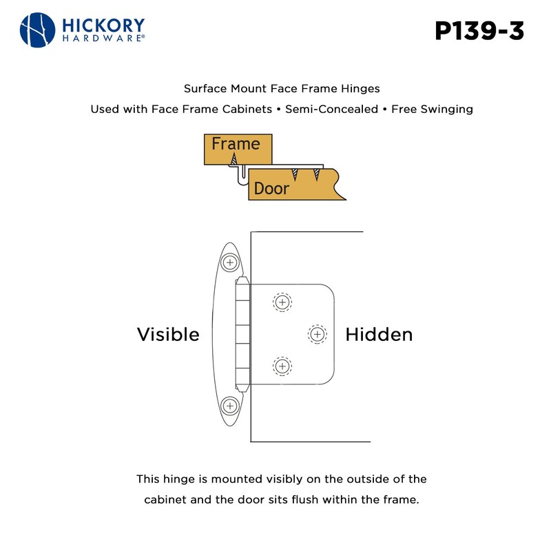 Hickory Hardware P139-3 Traditional Cabinet Door Hinge - Variable Overlay