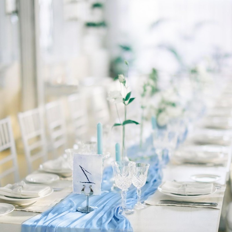 3 Pack Baby Blue Table Runner Boho Gauze Cheesecloth Table