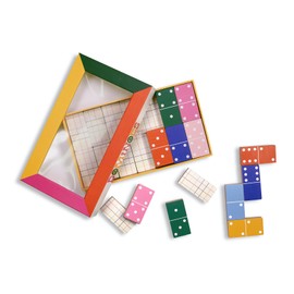 ban.do Novelty Dominoes Set for Adults, Cute Dominos with Storage Box, Family Game Includes 28 Tiles for 2-4 Players (Colorblock)