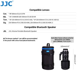 JJC Water Resistant Deluxe Lens Pouch with Shoulder Strap for Canon RF 800mm F11 is STM, AF-S NIKKOR 200-500mm F5.6E ED VR, Tamron 150-600mm & Lens Diameter & Height Below 125 x 290mm