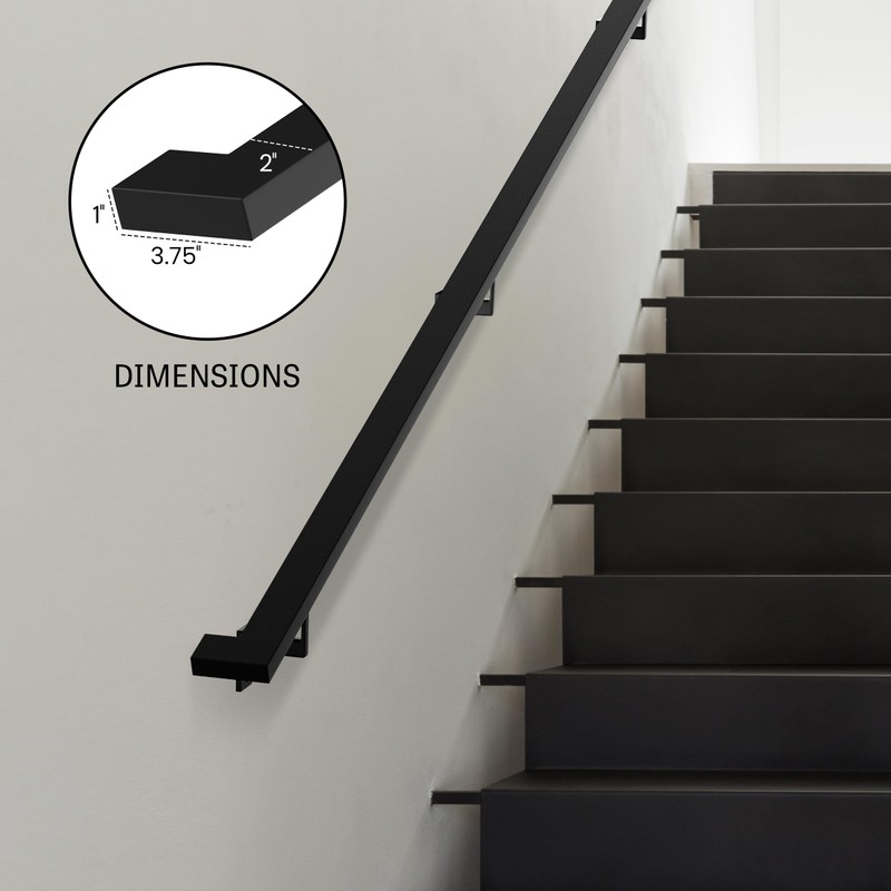 Modern Aluminum Handrail Complete DIY Kit – Matte Black with