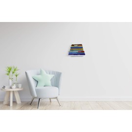 CRIZTA 4pcs Invisible Floating Bookshelf, Heavy Duty Wall Mounted Book Organizer, Metal Shelves Holder for Books, Large Size (White)