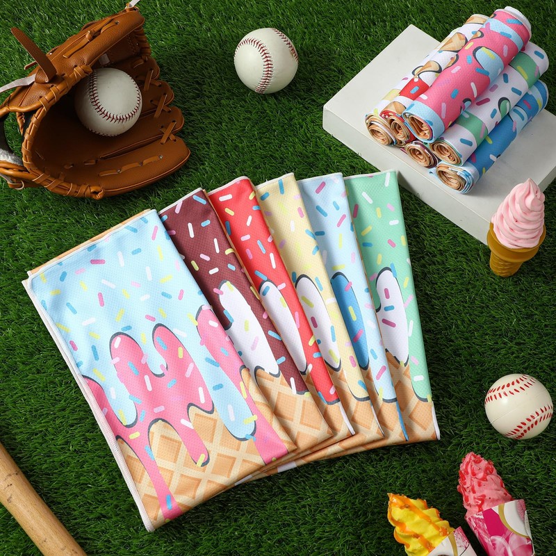 Tegeme 12 Pcs Ice Cream Drip Baseball Cooling Towels, 47"x12"