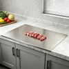 Stainless Steel Cutting Board with L-Shaped Lip & Silicone Pads,