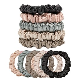5 Stück Scrunchies Haargummi, Seide Haarringe Satin Haargummi Klein, Silk Scrunchie, Silk Skinny Elastische Haargummis Haarbänder,Hair Ties Für Damen Und Frauen (Mehrfarbig)