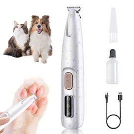 Dog Paw Trimmer with LED Light - 2025 Upgraded Electric Pet Grooming Kit, 18mm Safe Blade & 35dB Ultra-Quiet - Waterproof Rechargeable Clipper for Paws, Ears, Face